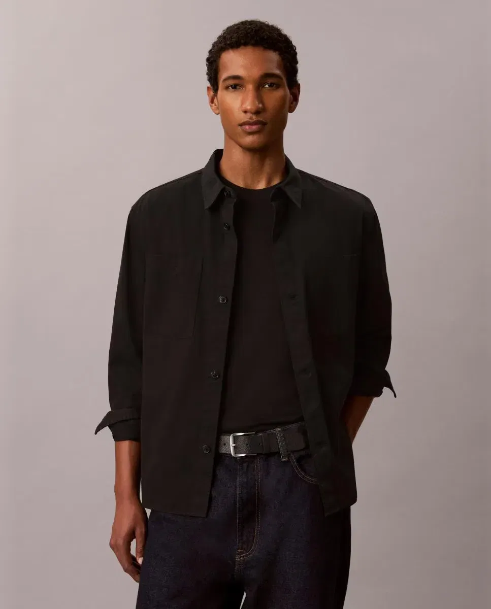 Мужская рубашка-оверсайз из твила Calvin Klein, Negro