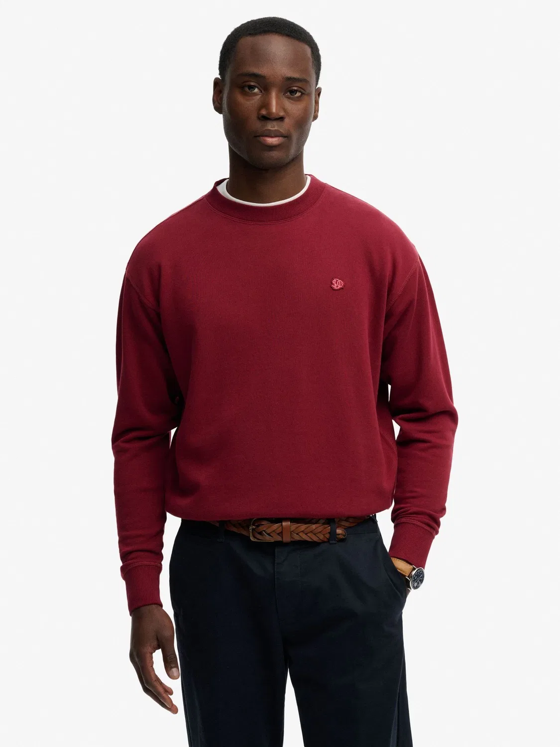 Джемпер с круглым вырезом, свободный крой Superdry Essential Heritage, красный — фото 2