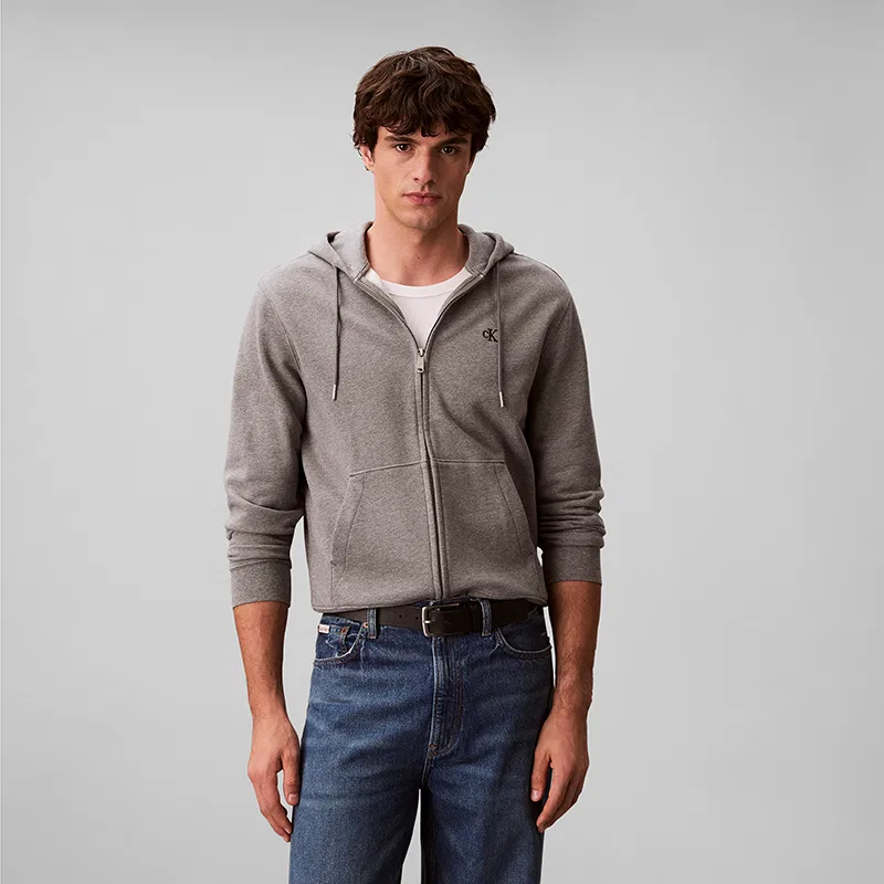 Мужской свитшот с капюшоном, несъемный, средней посадки Calvin Klein, P7E-Hero Gray — фото 4