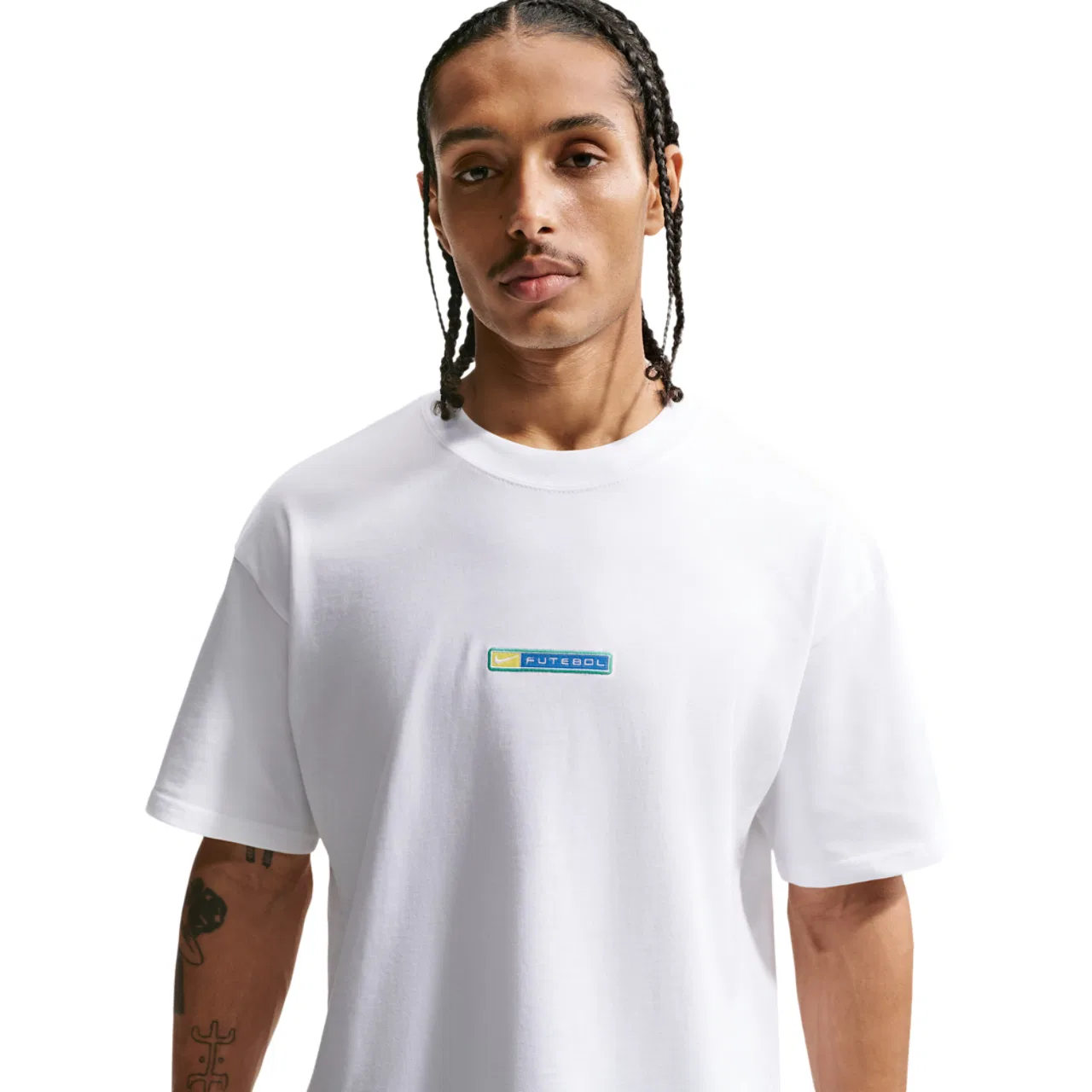 Мужская футболка с принтом Boxy Futbol Loose Tee Nike, White Canary Lt Photo Blue