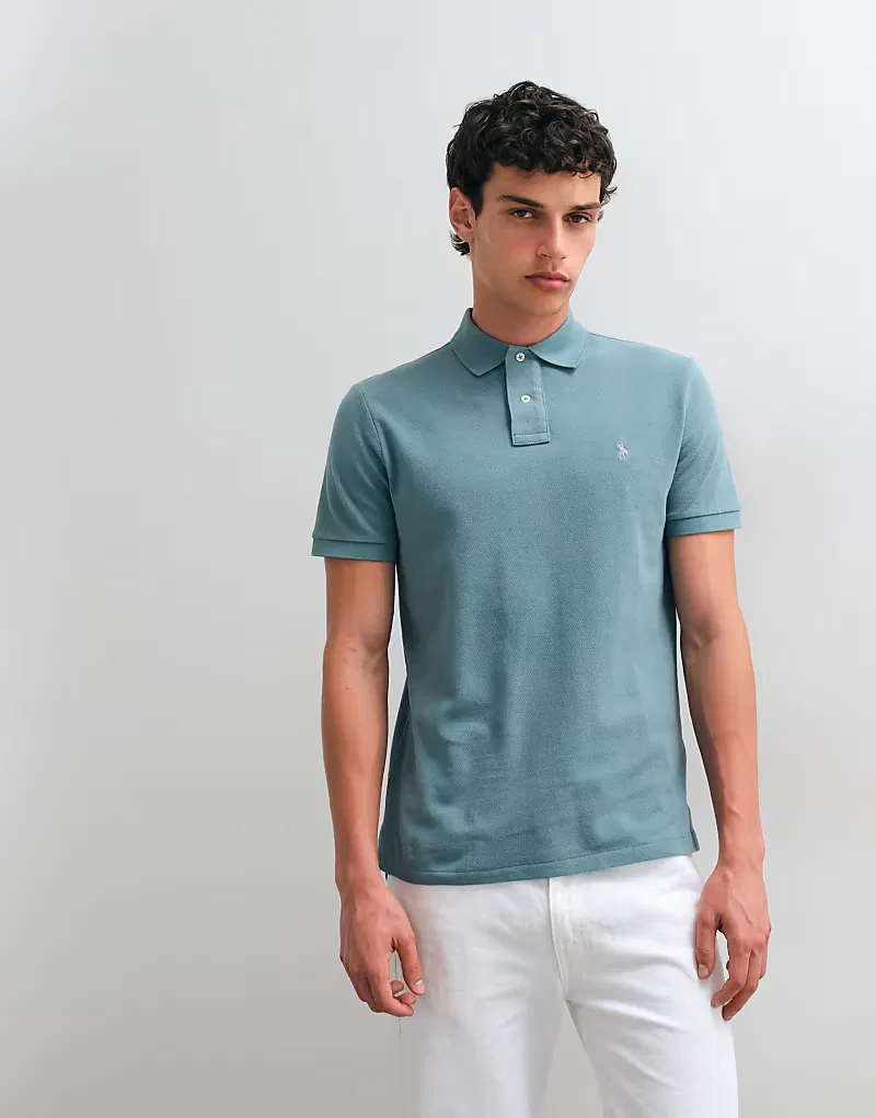 Поло Polo Ralph Lauren с логотипом-иконкой, приталенного кроя, светло-зеленый — фото 3