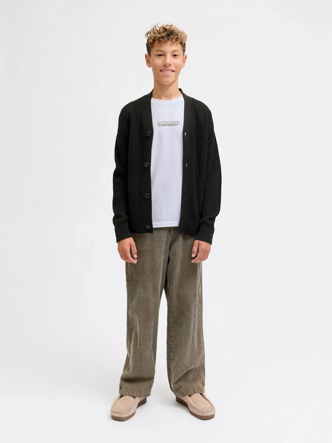 Кардиган вязаный Jack & Jones Junior, черный — фото 4