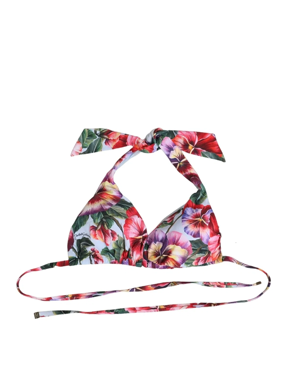 Женский топ бикини с цветочным принтом треугольный Multicolor Floral Triangle Beachwear Dolce & Gabbana, Multicolor — фото 4