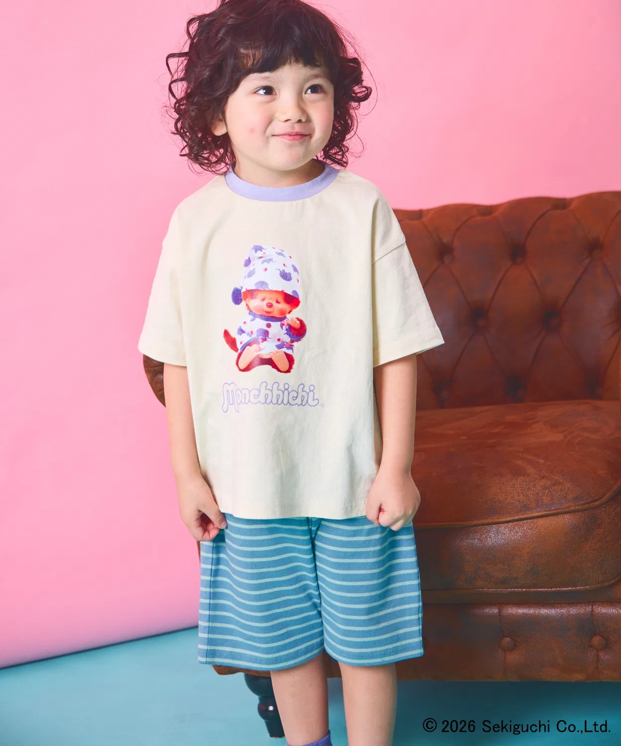 Детская пижама с принтом Monchhichi, полукомбинезон, Light Blue, pairmanon — фото 4