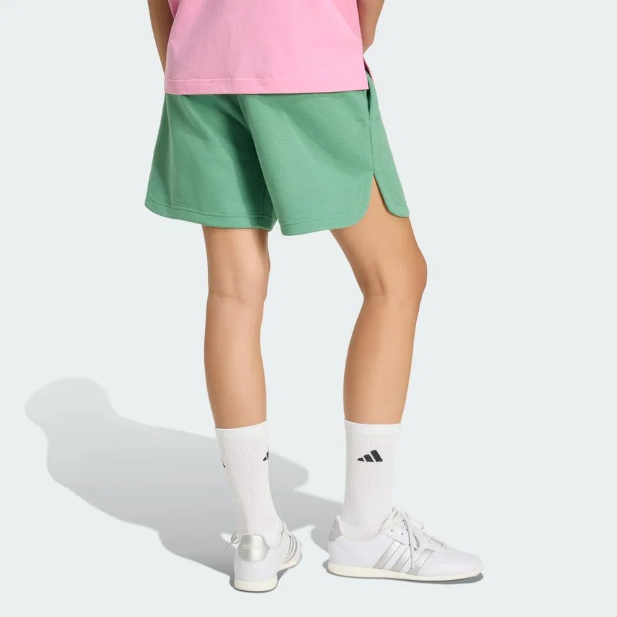Шорты свободного кроя из флиса с высокой посадкой 3 Stripes Studio Fleece Loose Shorts adidas, Синий — фото 2