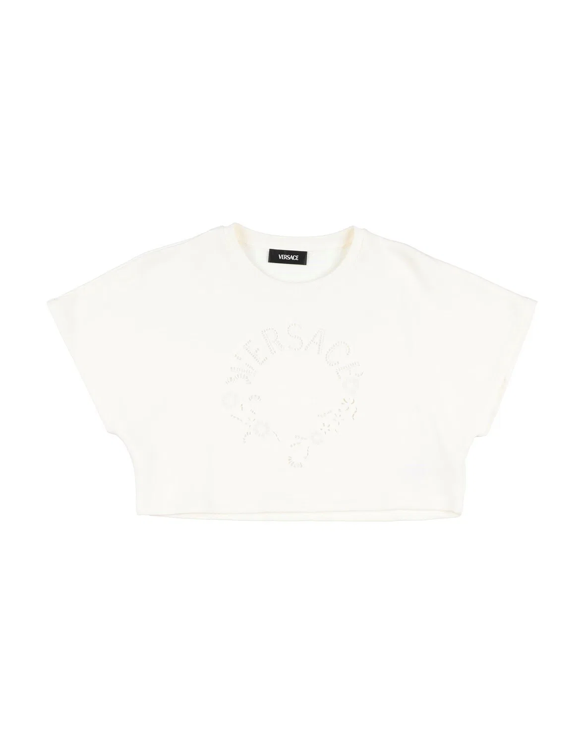 Детское худи для девочек с аппликацией Versace Young, айвори