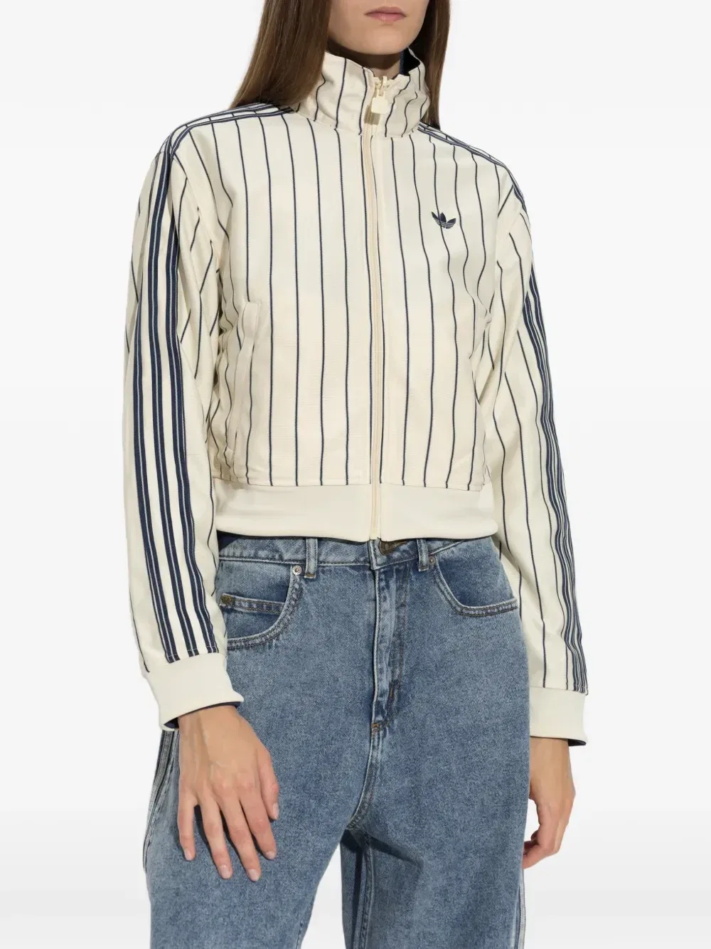 Двусторонняя бомбер куртка в тонкую полоску Adidas, бежевый — фото 3