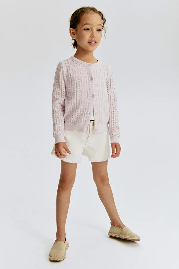 Кардиган из хлопкового трикотажа с дырочным узором H&M — фото 2