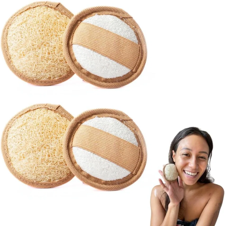 Скраб для лица из люфы 4 шт, Loofah crafts, 6x6x1 см