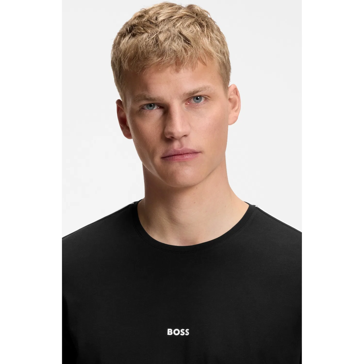 Мужская футболка из эластичного хлопка BOSS, Black — фото 4