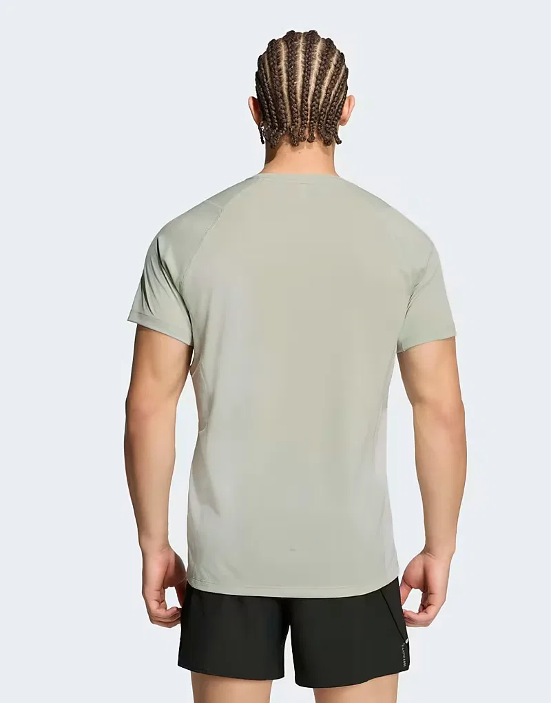 Беговая футболка Adidas performance Adi365breeze в цвете гало-зеленый/серый — фото 2