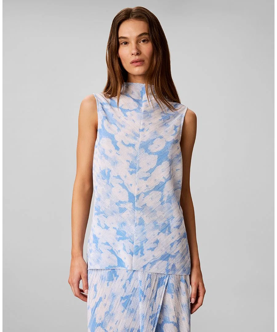 Топ с принтом, без рукавов Calvin Klein, Halftone Floral Marina Dew