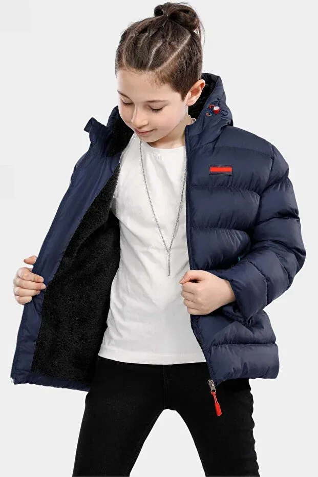 Детское зимнее пальто для девочек с капюшоном Vodens, Navy Blue