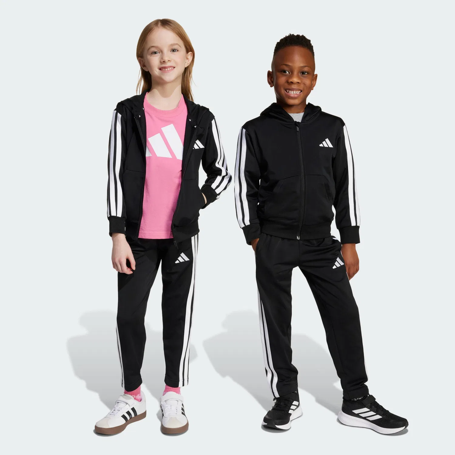 Детский спортивный костюм с длинным рукавом Essentials Kids Adidas, Schwarz Weiss