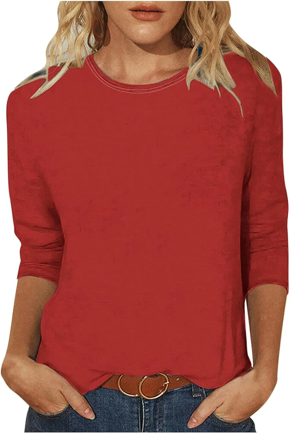 Женская футболка с длинным рукавом 3/4 Casual, Red