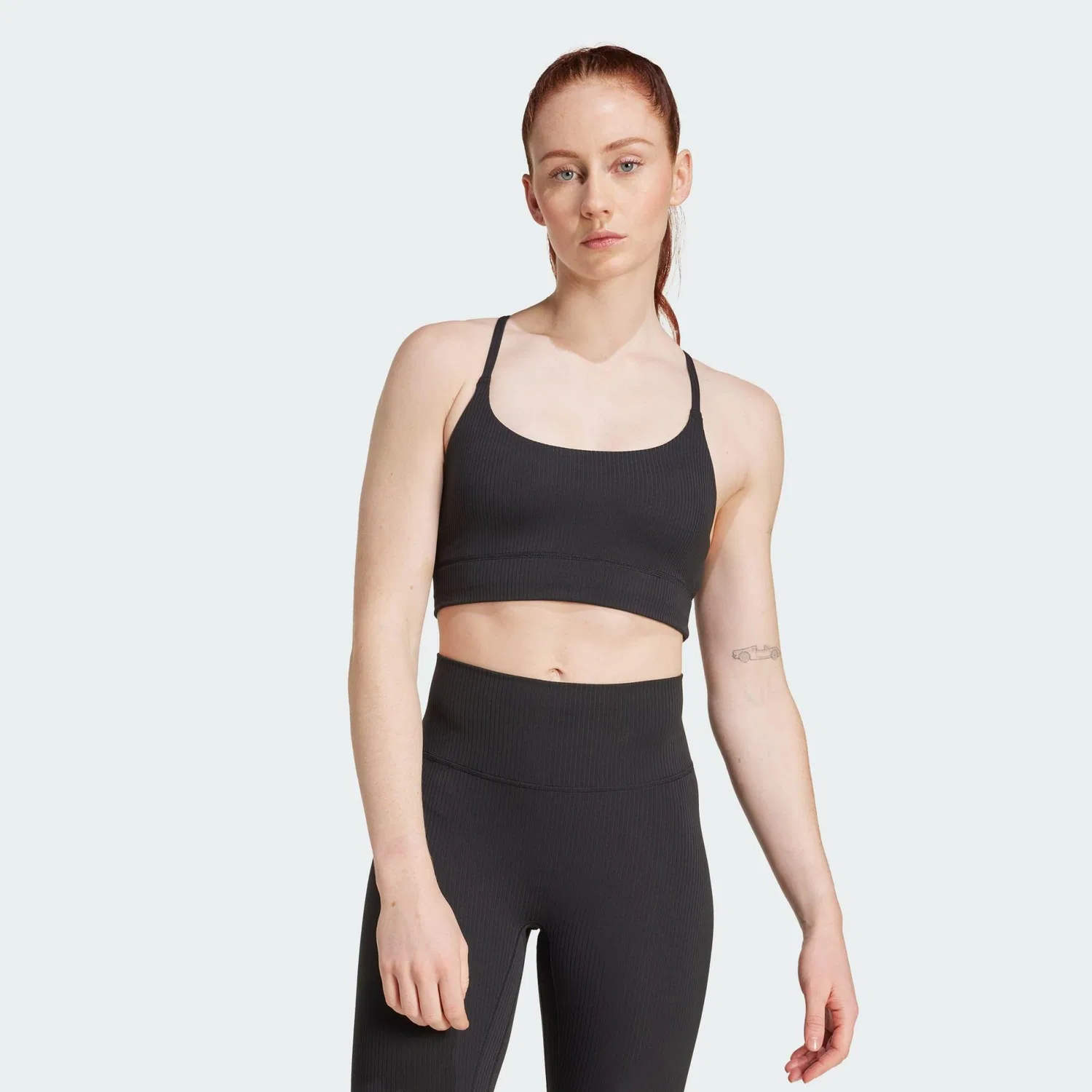 Женский спортивный бюстгальтер без рукавов All Me Light Support Rib Bra Adidas, Черный