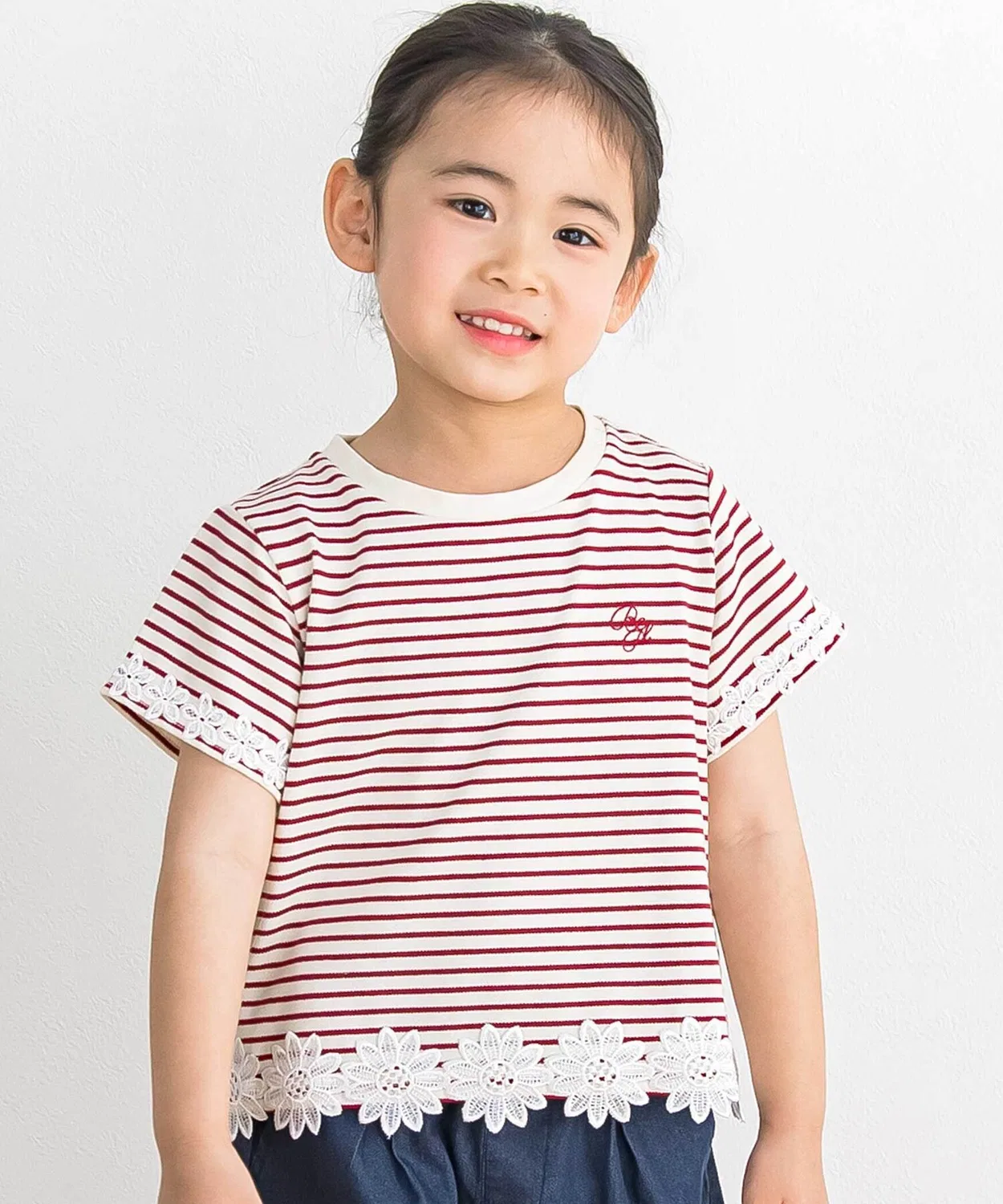 Детская футболка с принтом и кружевом, модель 95-160 см BeBe Petits Pois Vert, Red