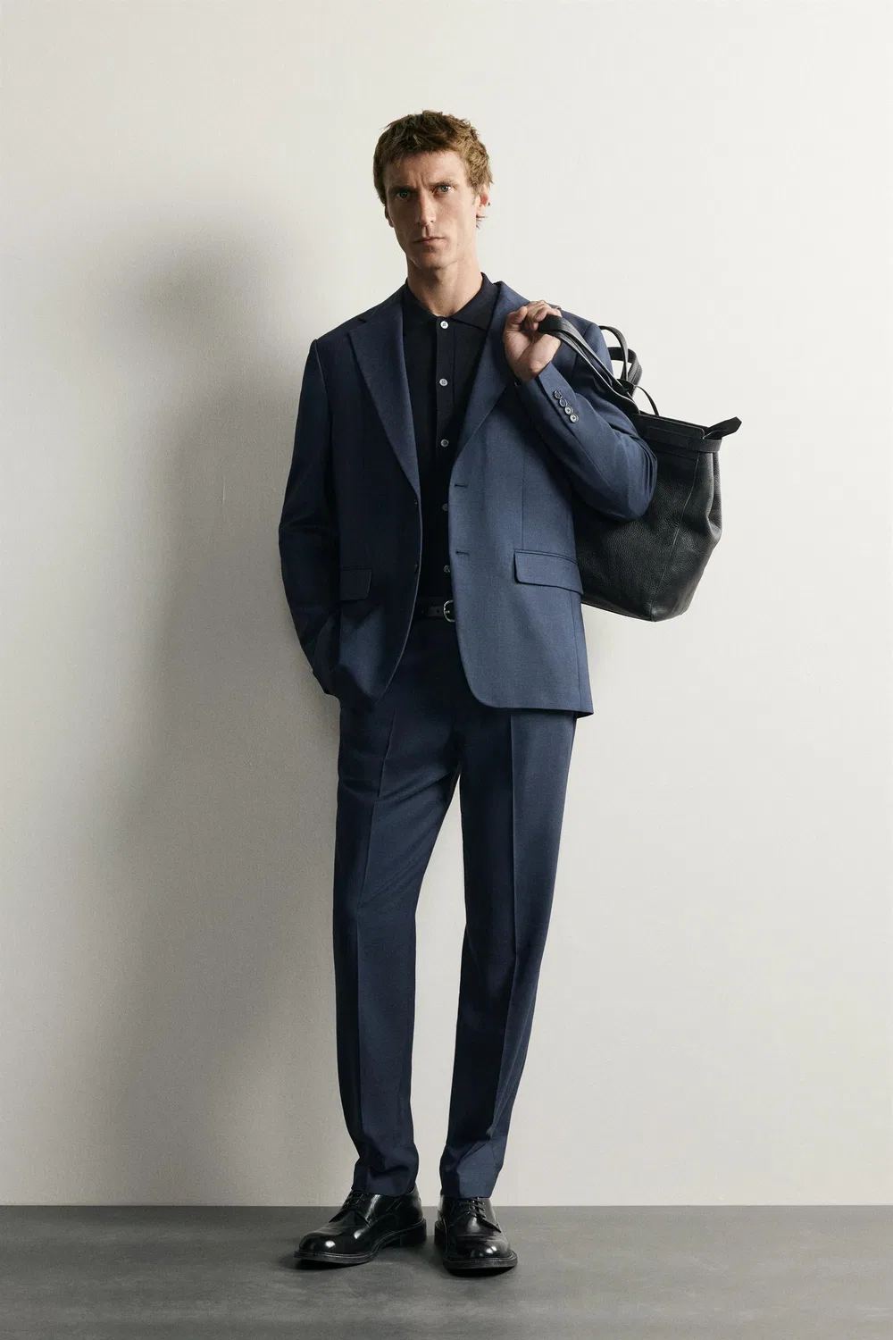 Брюки в клетку стандартного кроя ZARA, Dark navy