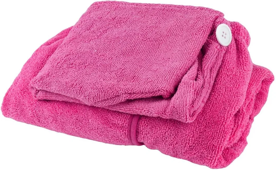 Микрофибровая шапочка для душа, 2 в 1, Ruilogod, Fuchsia