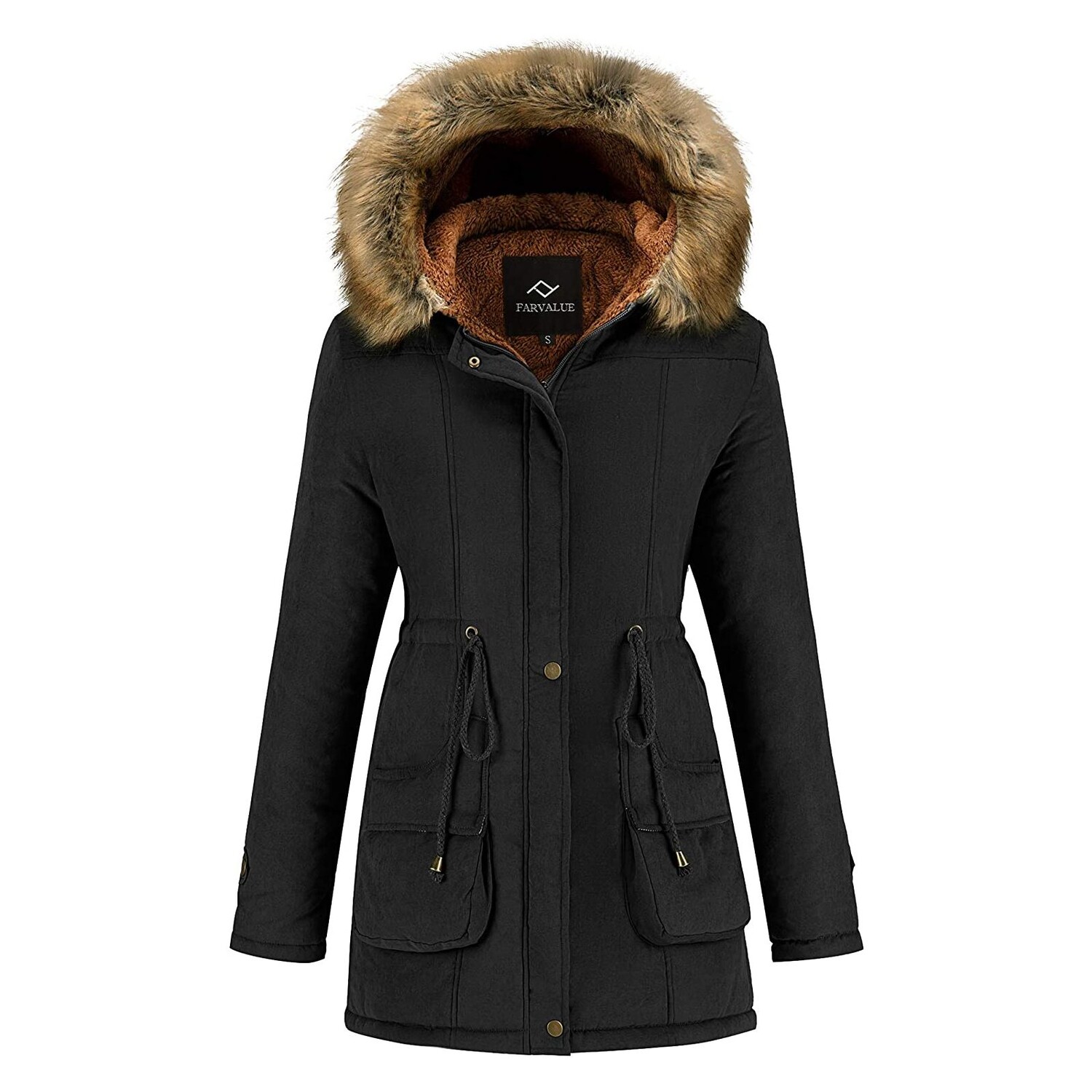 

Парка Farvalue Women's Winter Coat Hooded Warm, черный