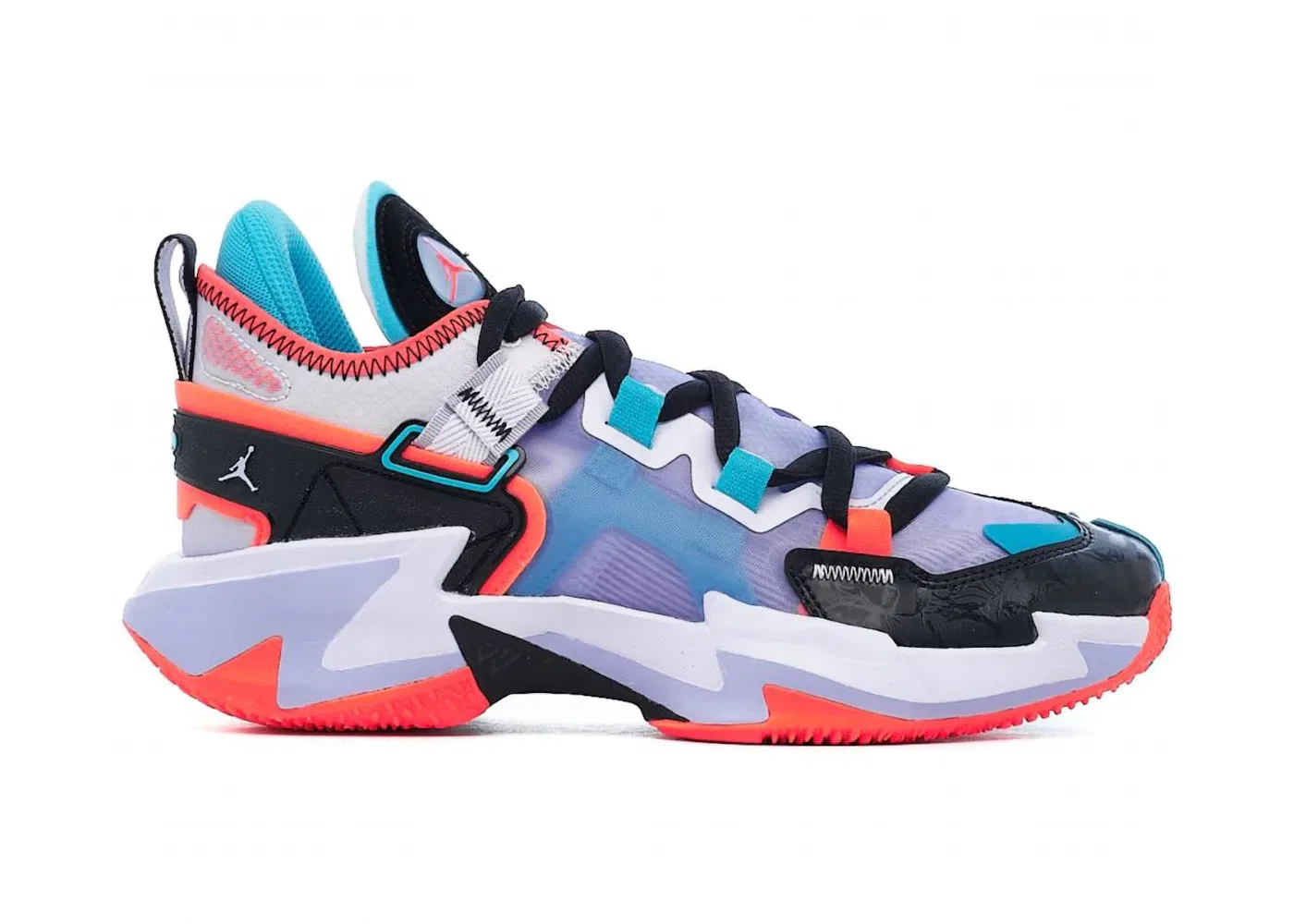 Детские кроссовки для мальчиков с шнуровкой Jordan Why Not .5 Jordan, Amethyst Tint/Black/Chlorine Blue/Bright Crimson