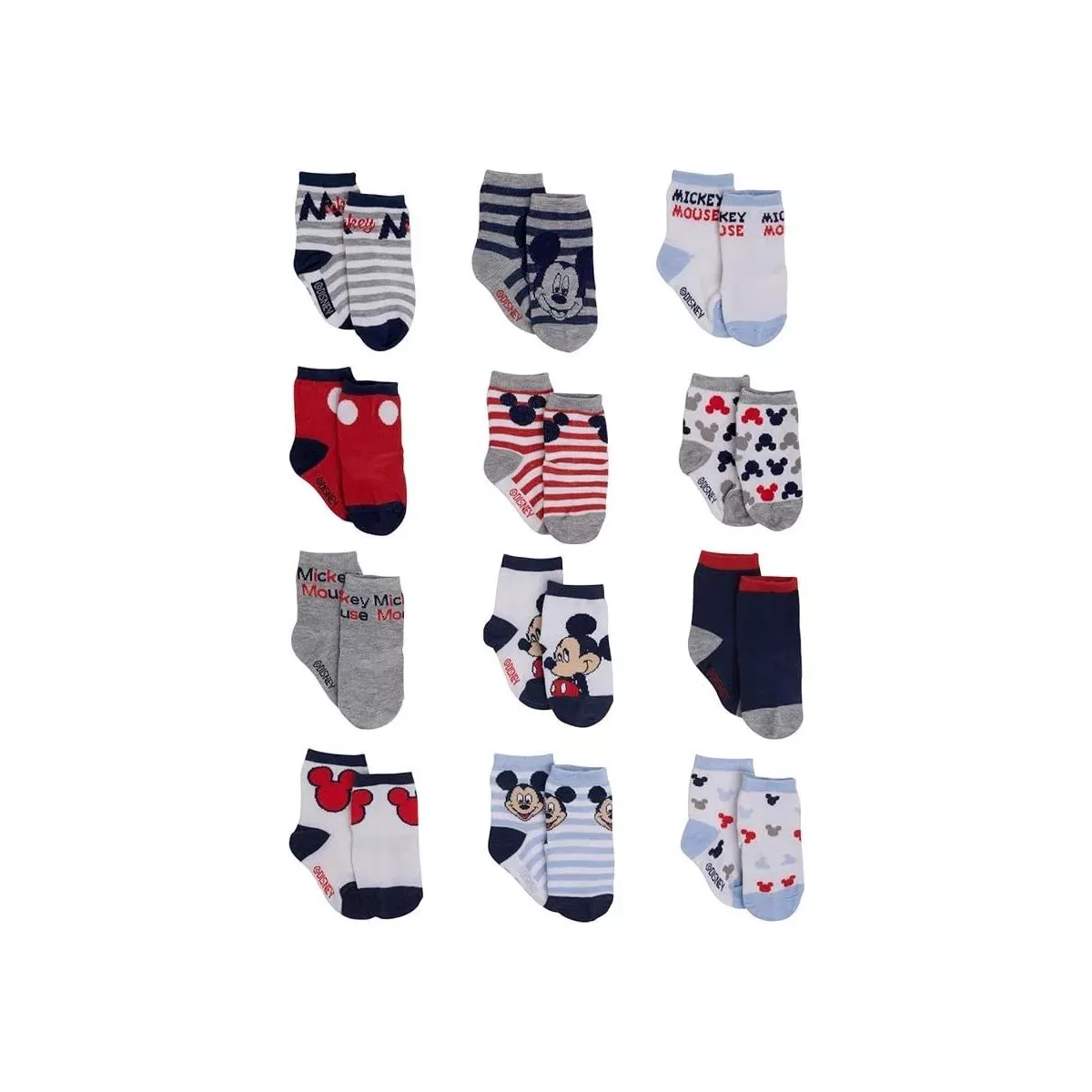 Детские носки с принтом 12 пар Mickey Mouse Disney, Mickey Mouse White-Blue