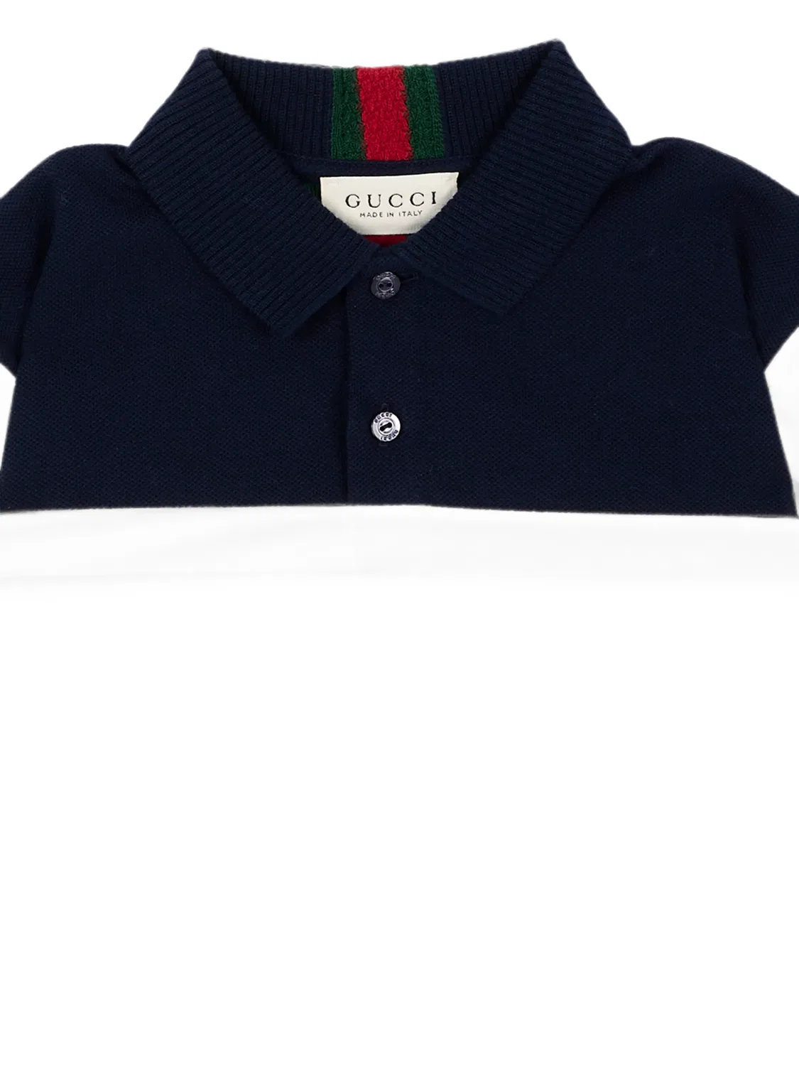 Рубашка поло в стиле колор-блок с отделкой Web Gucci Kids, нейтральные цвета — фото 3