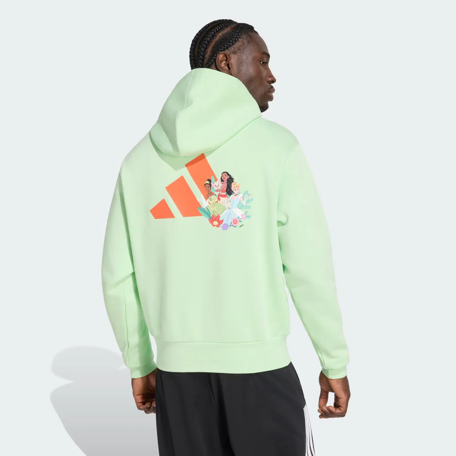 Детское худи с графическим принтом Disney Princesses Adidas Performance, Semi Green Spark — фото 2
