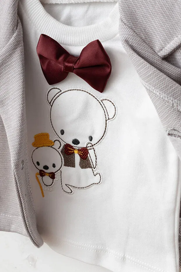 Детский комбинезон для новорожденных с принтом Yukobaby Bebeğiniz Için En Doğalı, Gray — фото 3