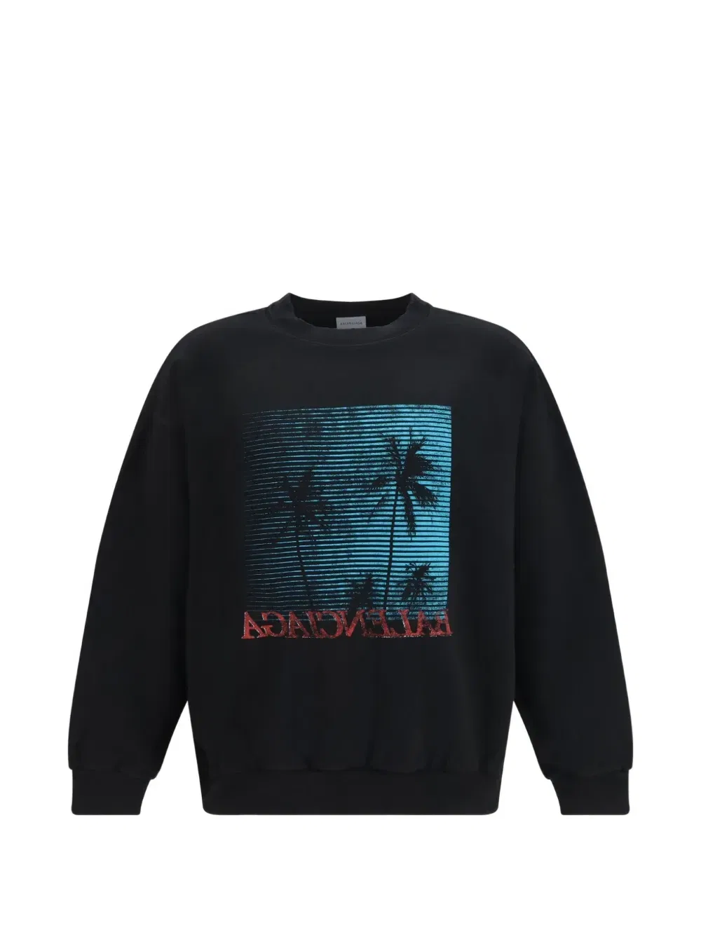 Хлопковый свитер с пальмовым принтом Balenciaga, черный