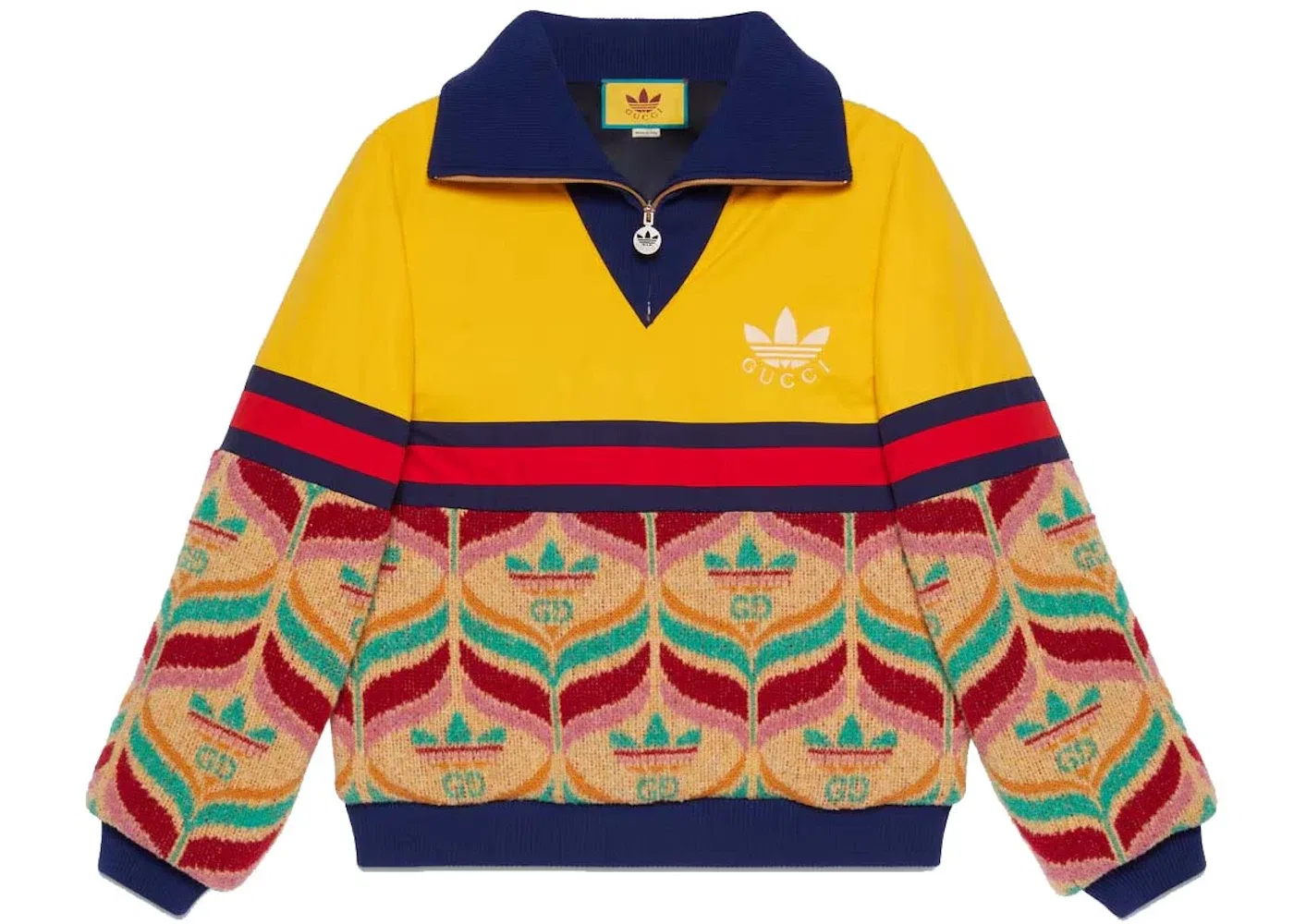 Мужская куртка с половиной молнии Gucci x Adidas Jacket, Camel/Yellow