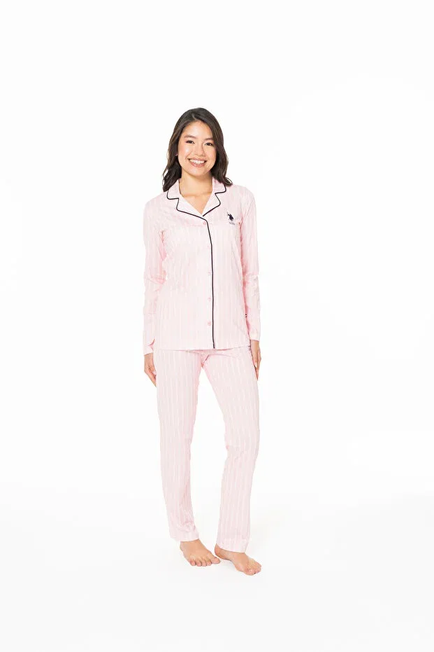 Женская пижама с длинным рукавом хлопковая U.S. Polo Assn., Pink