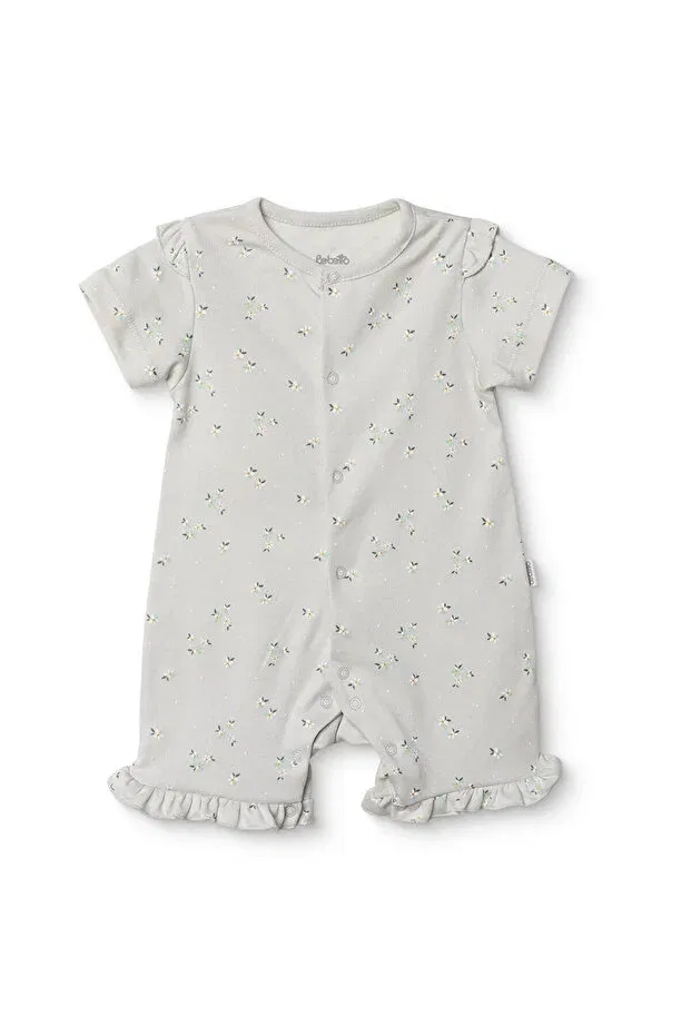 Детский комбинезон для девочек с принтом Floral Printed Snap Closures Crew Neck Short Sleeve Romper Bebetto, Mint