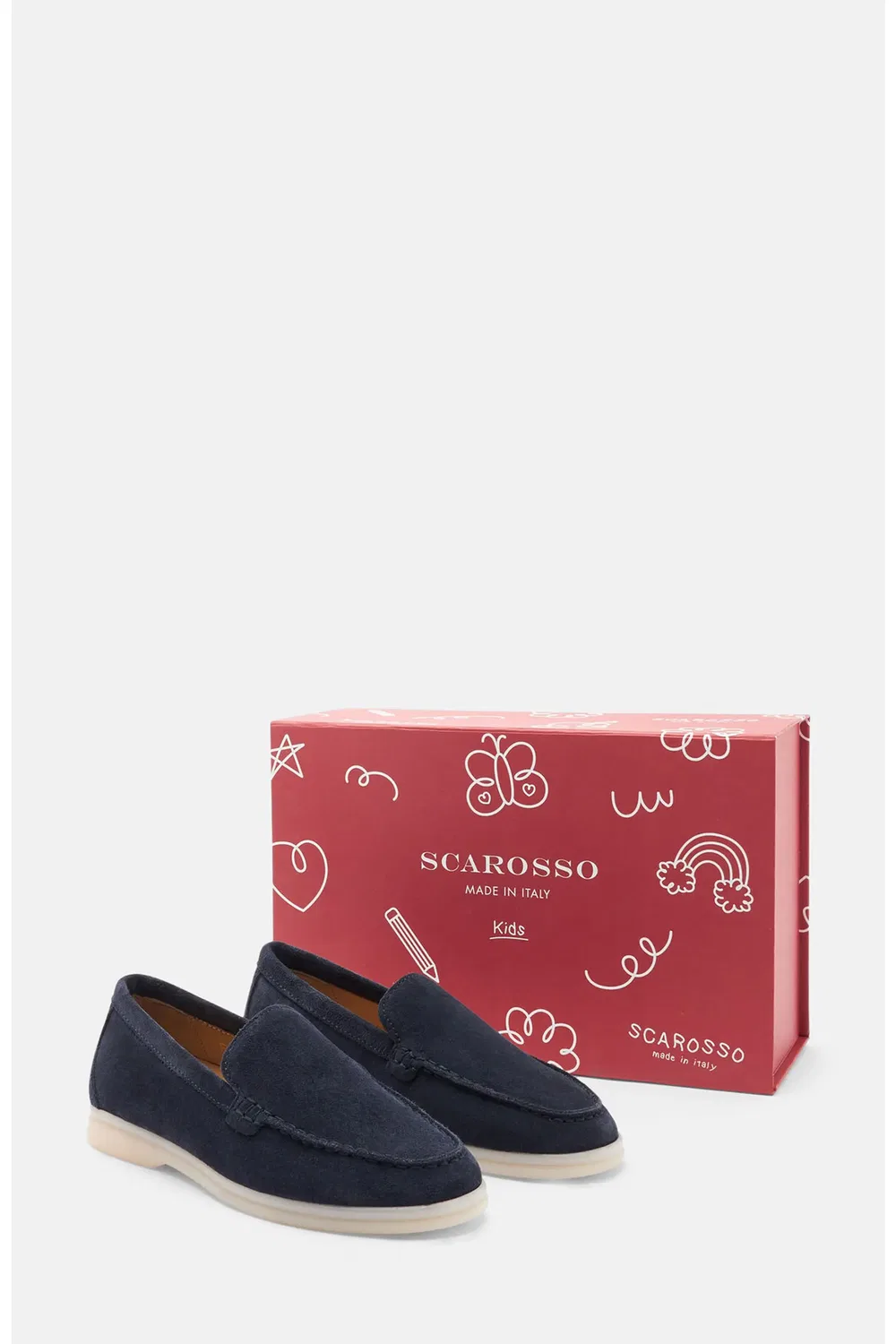 Детские туфли лоферы на резиновой подошве Ludovico Scarosso, Blue - Suede — фото 2