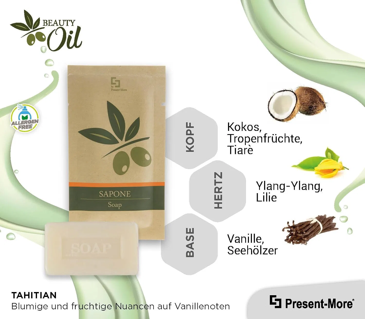 Мыло ручной работы Beauty Oil, PRESENT-MORE, набор 250 шт по 15 г, Кокос — фото 2