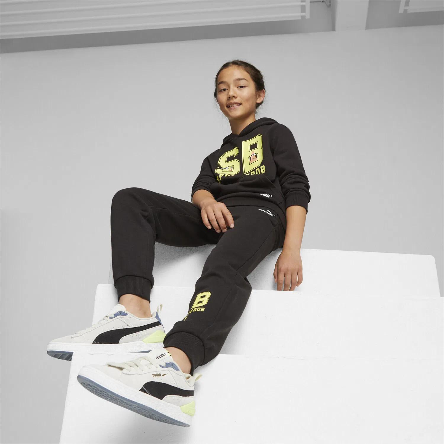 Детское худи с принтом PUMA x SPONGEBOB SCHWAMMKOPF, Puma, Цвет: Schwarz — фото 3