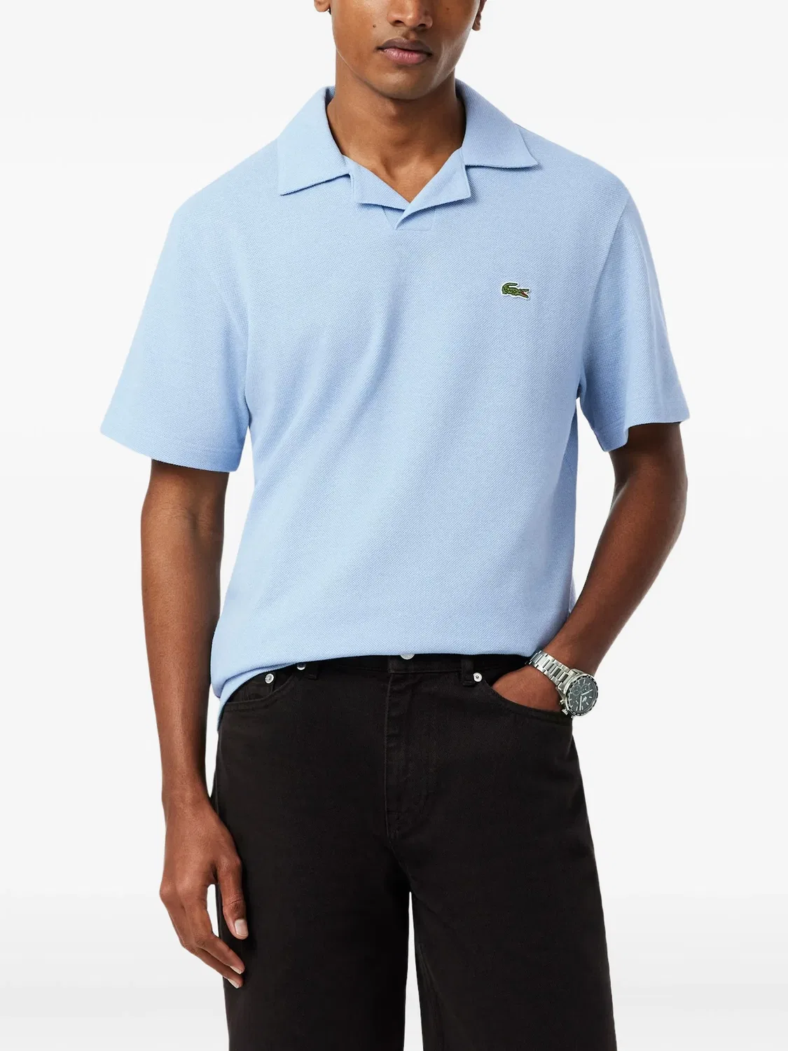 Футболка с вышитым логотипом, синяя Lacoste, синий — фото 2