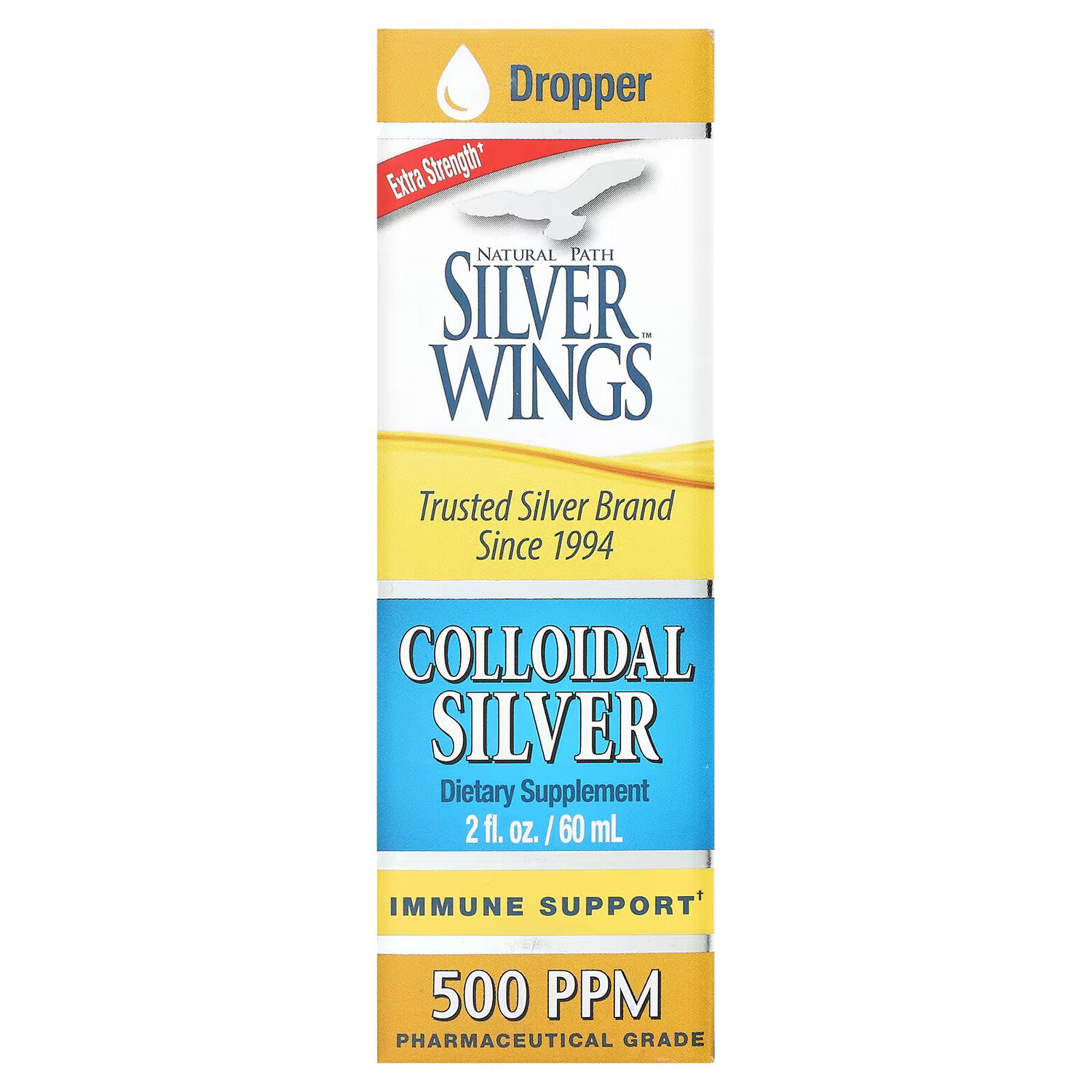 

Natural Path Silver Wings, Коллоидное серебро, 500 ч/млн, 60 мл (2 жидких унции)