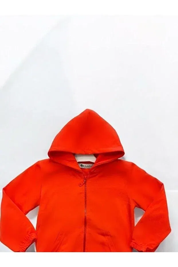 Детский кардиган для девочек с капюшоном Zekids, Neon Orange — фото 4