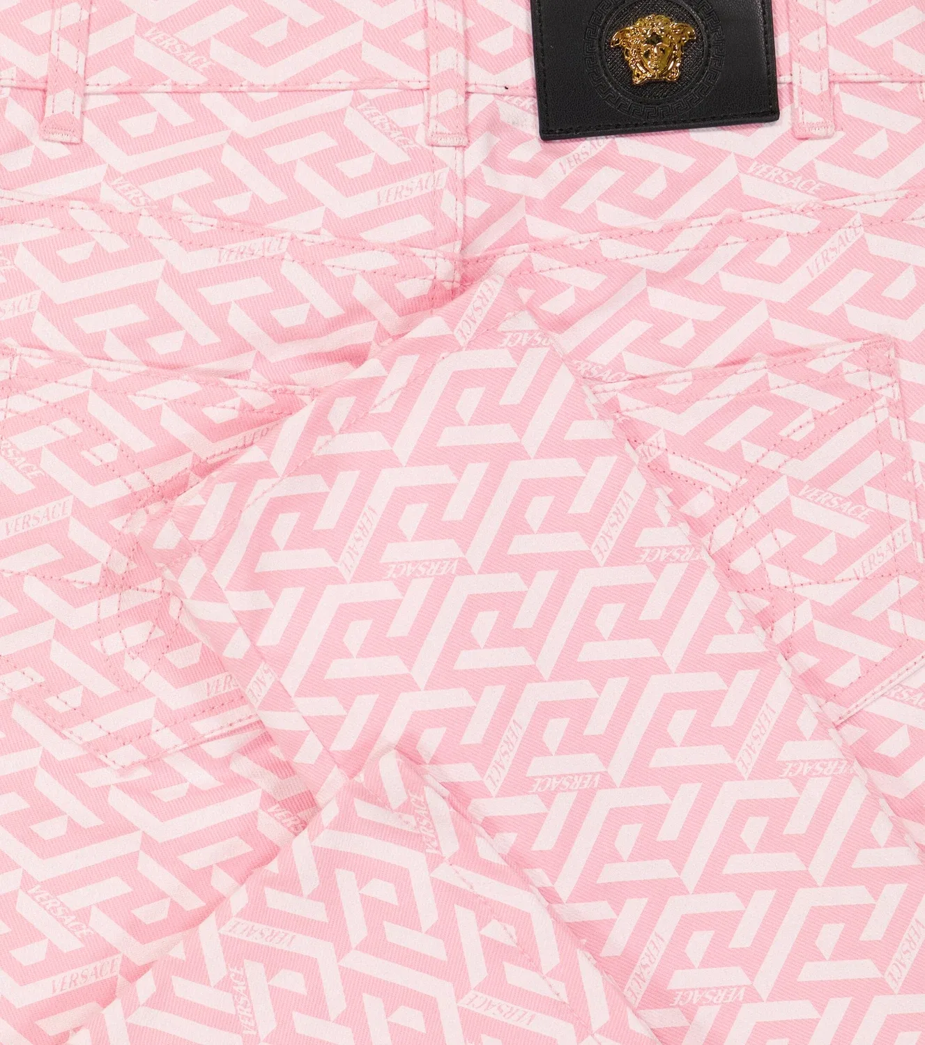 Джинсы с принтом La Greca Versace Kids, розовый — фото 3