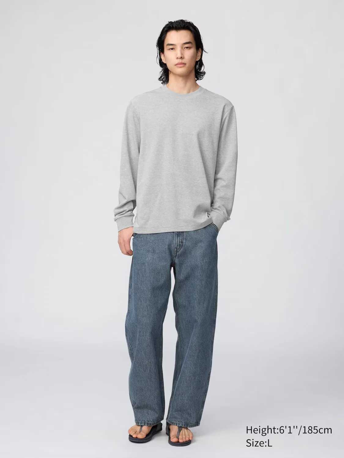 Футболка с длинным рукавом Uniqlo U airism, в полоску, фиолетовый — фото 4