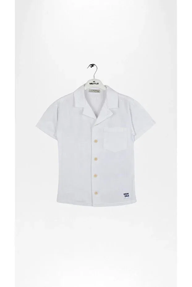 Детская рубашка для мальчиков льняная Mutlu Kids, White — фото 2