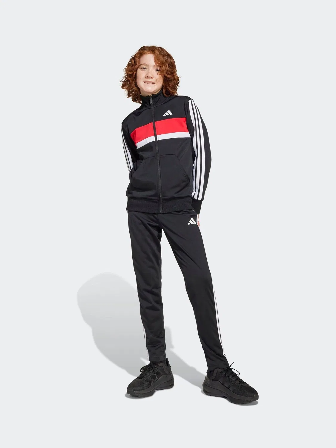 Спортивный костюм Tiberio 3-Stripes Tricot adidas, черный/красный