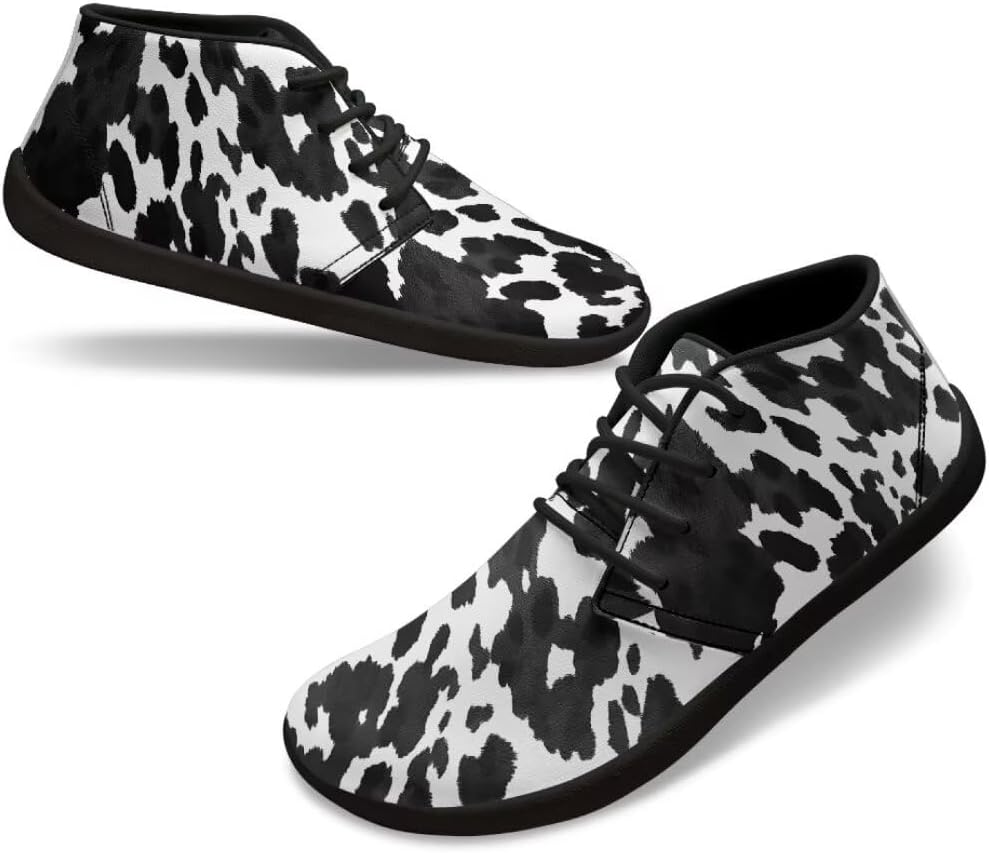 

Низкие кроссовки для женщин и мужчин, обувь для ходьбы с нулевым перепадом подошвы, подходят для ходьбы и фитнеса Fuialdolg, Cow Spot Print