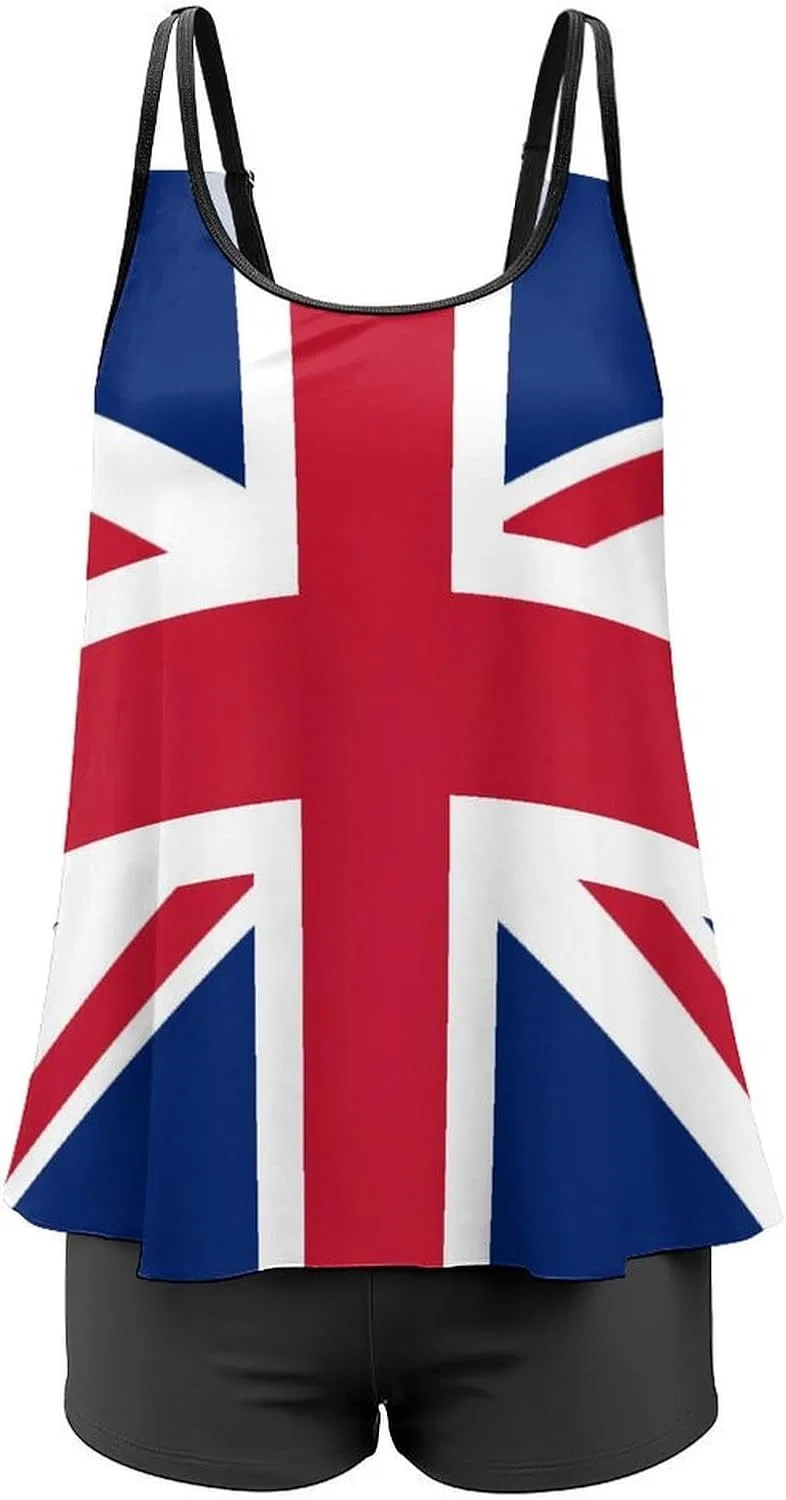 Женский танкини с высокими трусами-шортами, Union Jack British Flagstyle-28-1 — фото 2