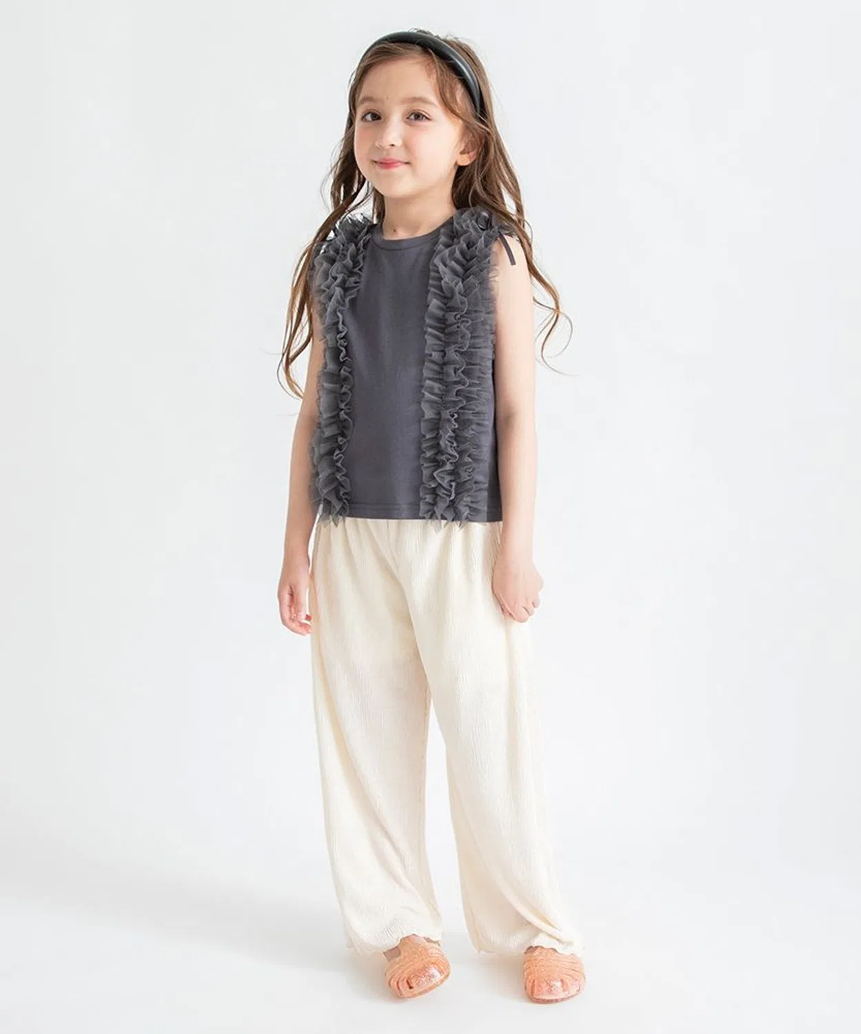 Детские брюки свободного кроя с принтом, модель Relax Wide, branshes, Light Green — фото 2