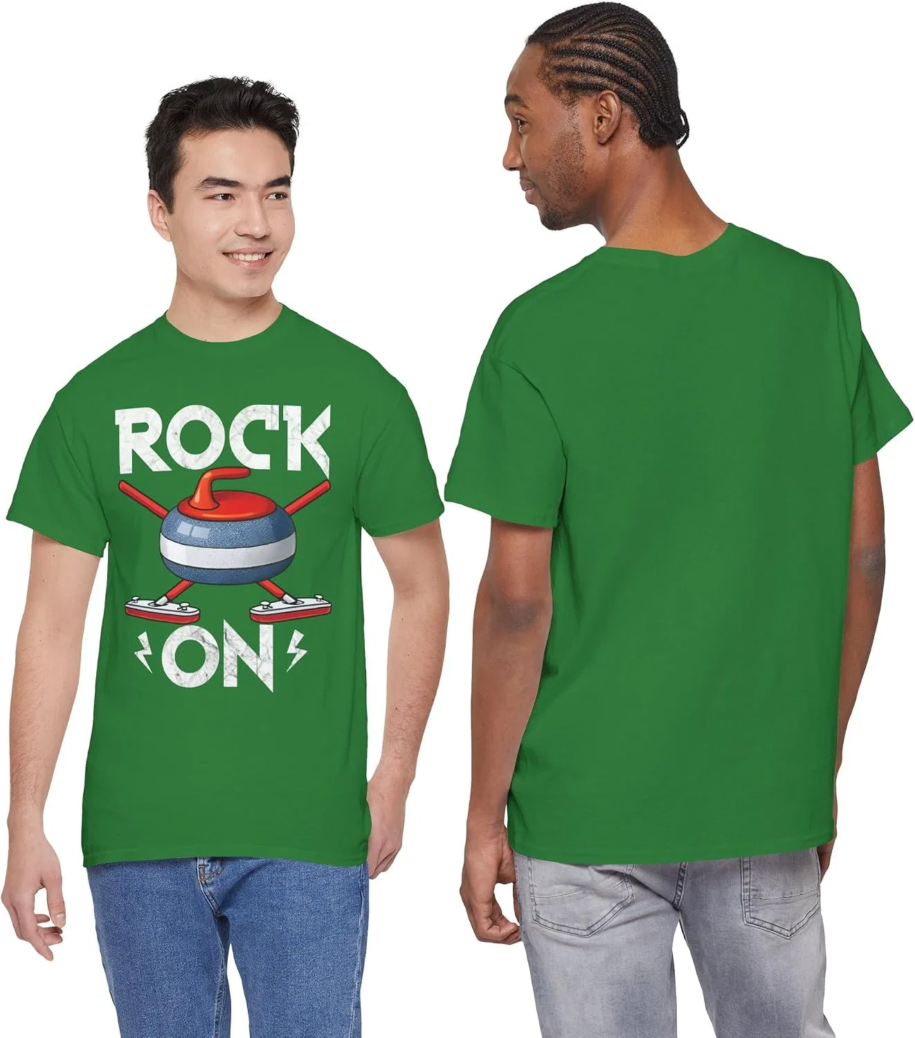 Футболка с принтом Rock On Gildan 5000, Turf Green — фото 3