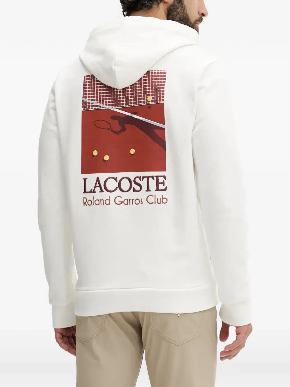 Толстовка Lacoste Roland-Garros, белый с принтом — фото 3