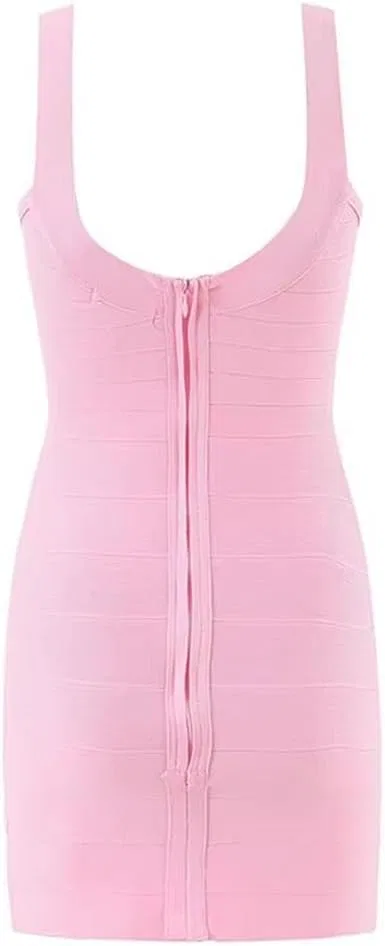 Женское облегающее мини-платье с бандажной отделкой Generic, Pink — фото 2