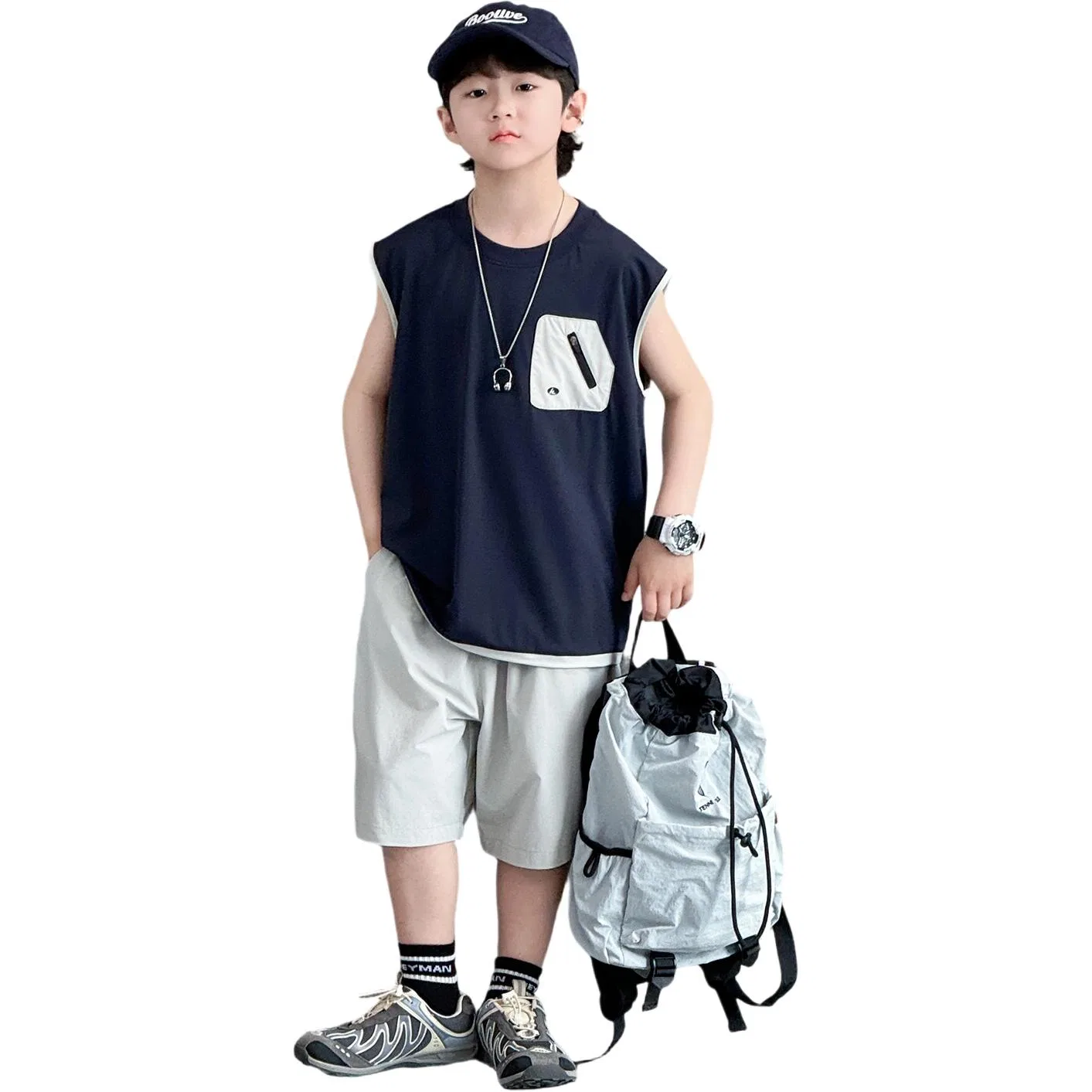 Детский комплект спортивной одежды с круглым вырезом Navy Blue TNTX